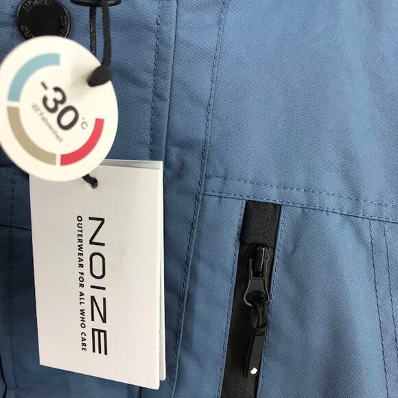 NOIZE Max Short Bomber Jacket L Faux Fur Hood Ribbed Hem Pockets Zip Up Snap NWT - Picture 3 of 6